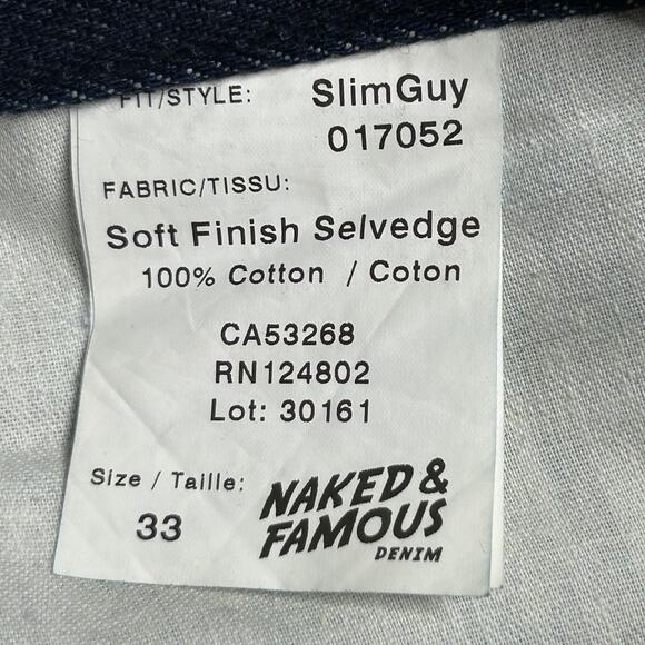 Naked & Famous SlimGuy Soft Finish Selvedge Jean 33 31.5" Inseam - Picture 10 of 11